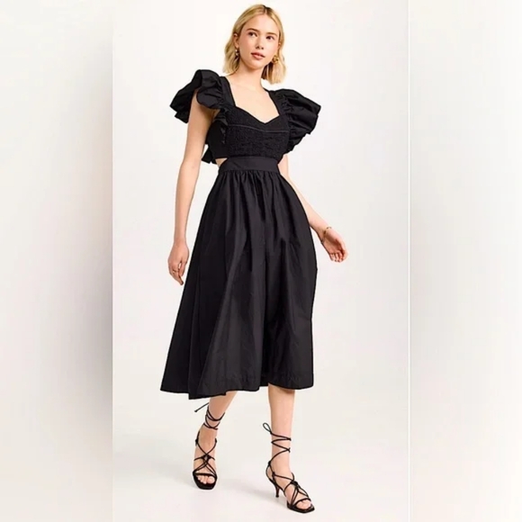 En Saison Monti midi dress tie-back black sz M BNWT - Picture 8 of 8